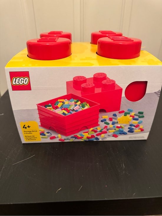 Lego Other - LEGO Storage Brick Red 4 Knob Container Organizer Box 10” Square 6” Tall
